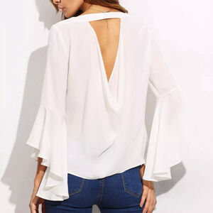 Zara exposed back blouse with bell sleeves Fairy Cottagecore Boho size Large